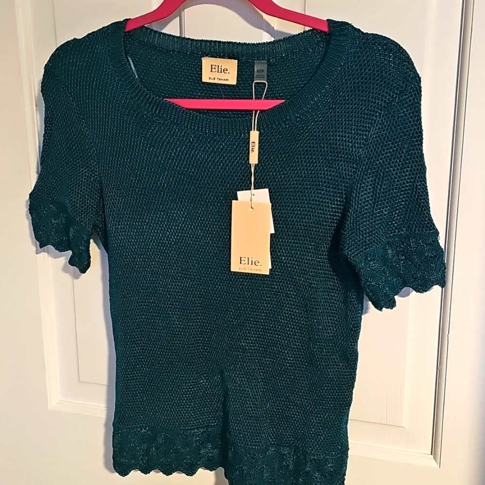 NWT Elie Tahari Turquoise Knit Top